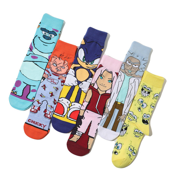 Wholesale socks fabric cartoon character skateboard socks trend (M) MOQ≥8 JDC-SK-HuiHe013