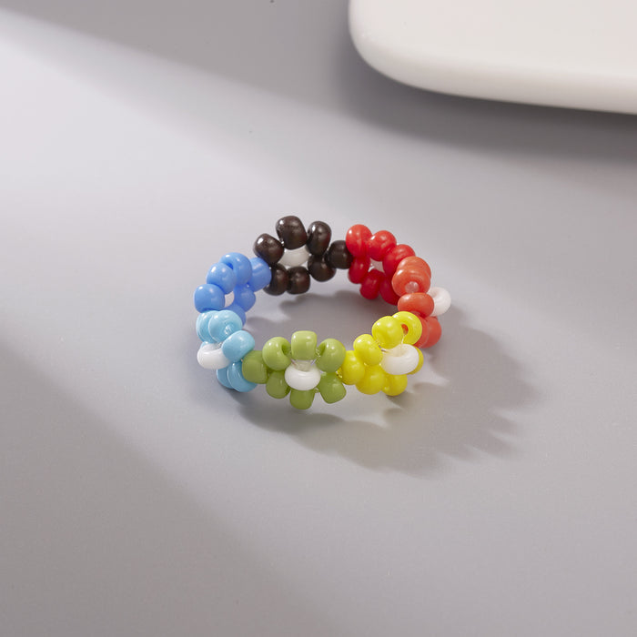Perles de fleurs en gros anneaux de cordon élastique JDC-RS-Yinh001