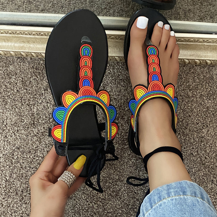 Wholesale colorful sandals with flip flops plus size round toe JDC-SD-DaiW001