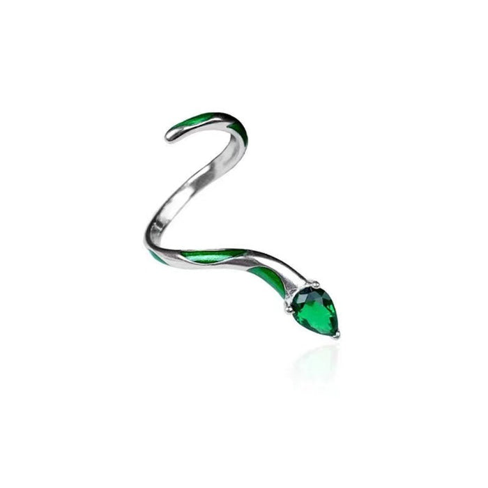 Wholesale Rings Alloy Slytherin Green Snake Knuckle Rings MOQ≥2 JDC-RS-JunZ002