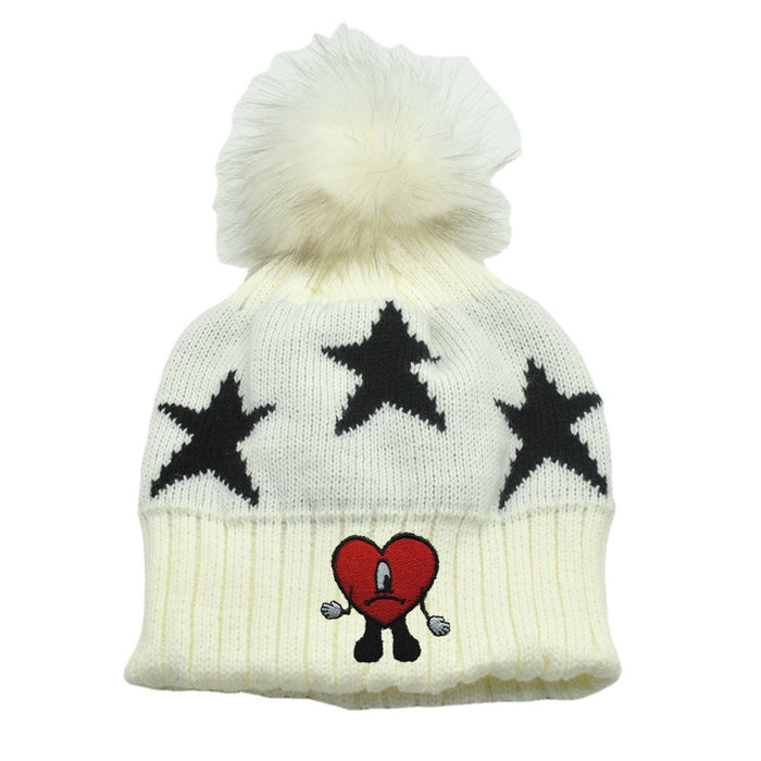 Sombrero mayorista acrílico corazón bordado cálido sombrero de jersey (f) JDC-FH-PNI017