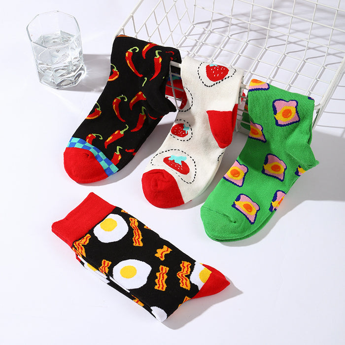 Wholesale Socks Cotton Creative Strawberry Fried Egg Socks MOQ≥5 JDC-SK-XinH016