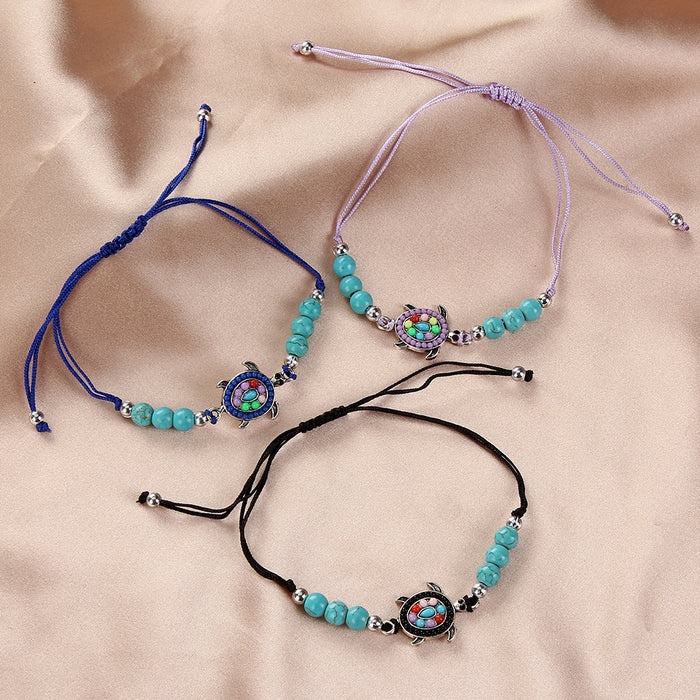 Wholesale Blue Turquoise Hand Tandem Braided Colorful Bracelet JDC-BT-ZheQ026