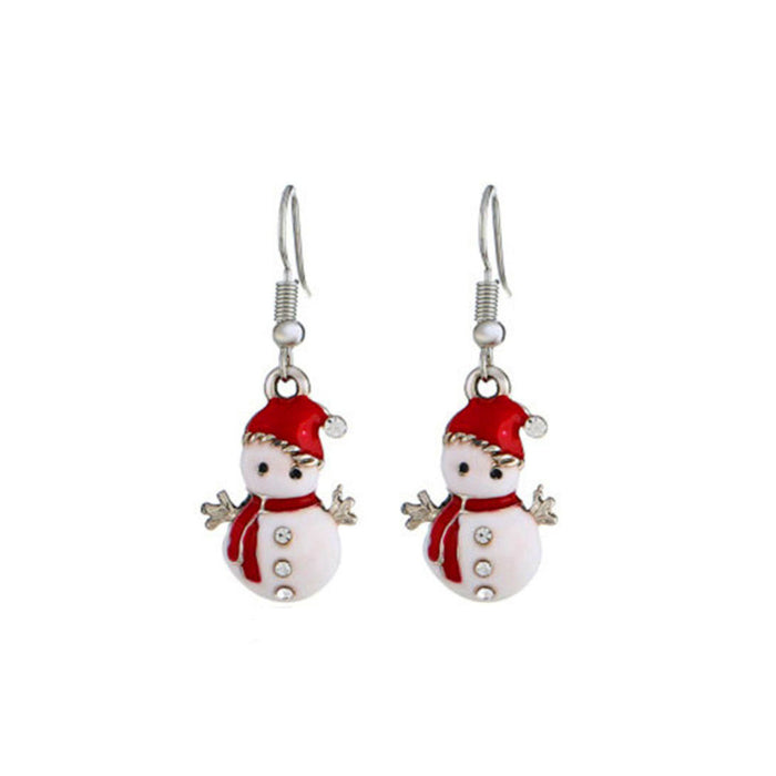 Wholesale Earrings Alloy Enamel Christmas Bell Snowflake Old Man JDC-ES-LongX003