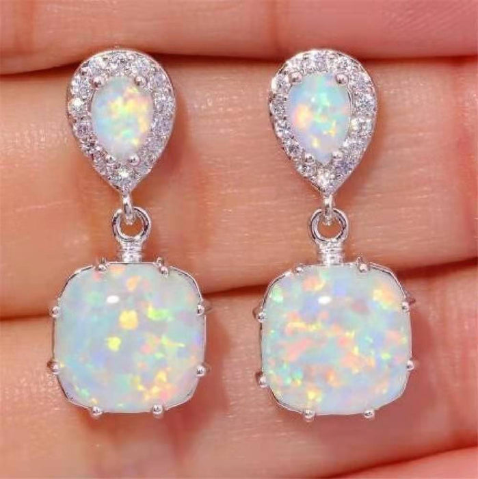 Wholesale Opal Silver Plated Opal Earrings Gift MOQ≥2 JDC-ES-ZiB028