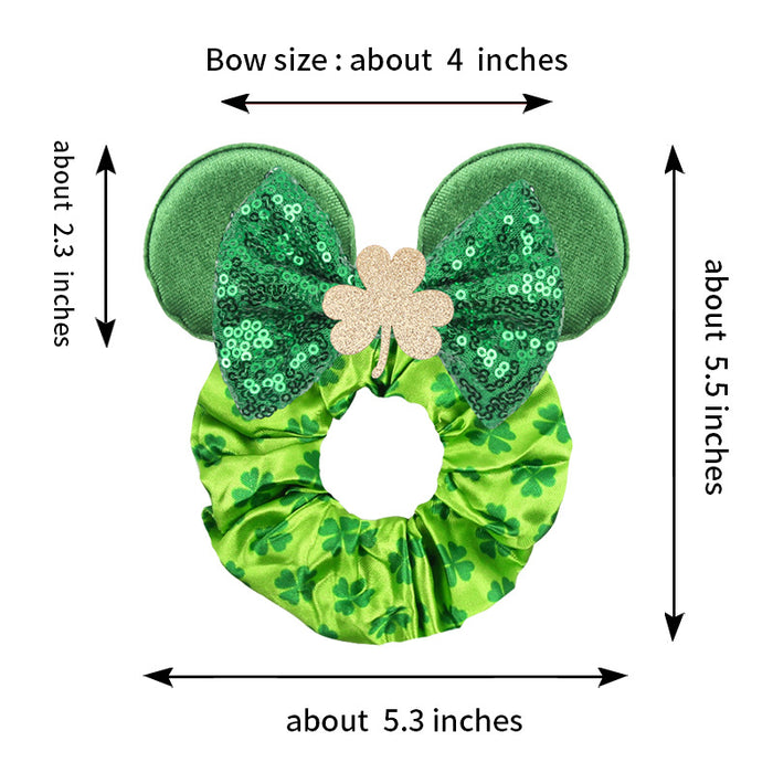 Décoration festive en gros gros intestin lié à cheveux lié au trèfle vert flanelle pour enfants (M) MOQ≥5 JDC-HS-ZheZe001