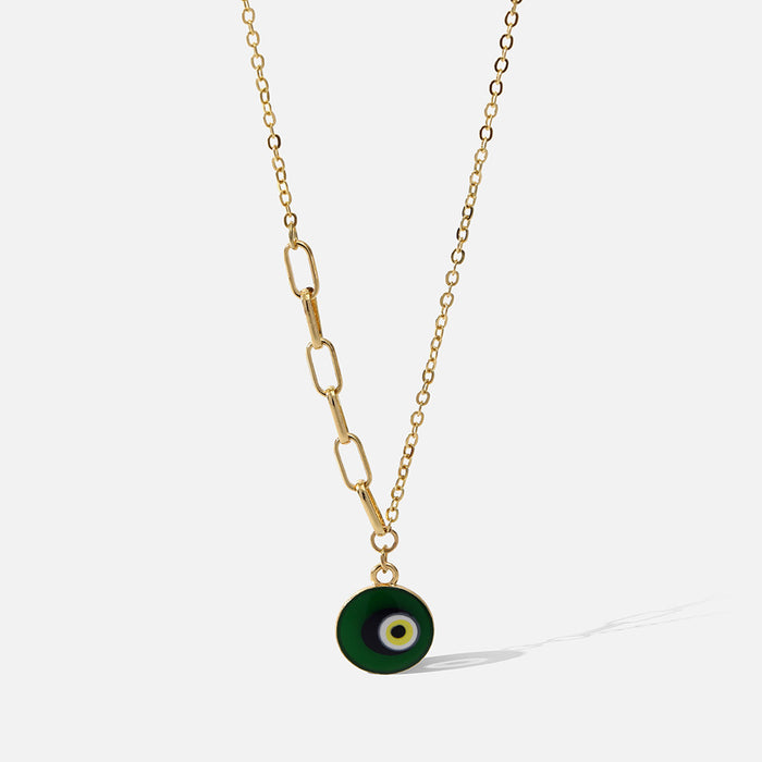 Wholesale necklace alloy green eyes color matching cartoon JDC-NE-YiD039