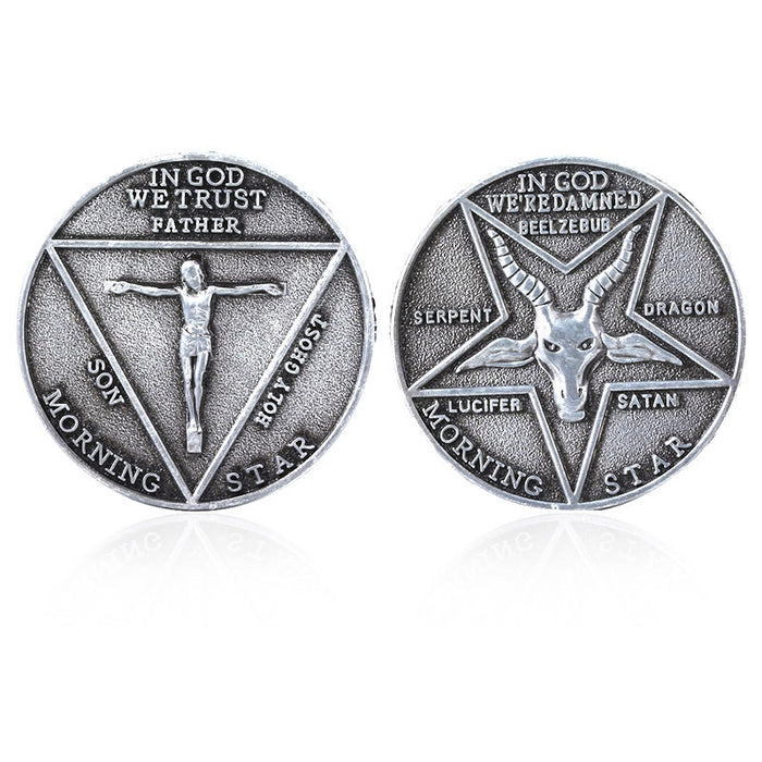 Moneda conmemorativa al por mayor aleación de zinc Lucifer Morning Star Satan Pentecostés Monina JDC-CC-MM001