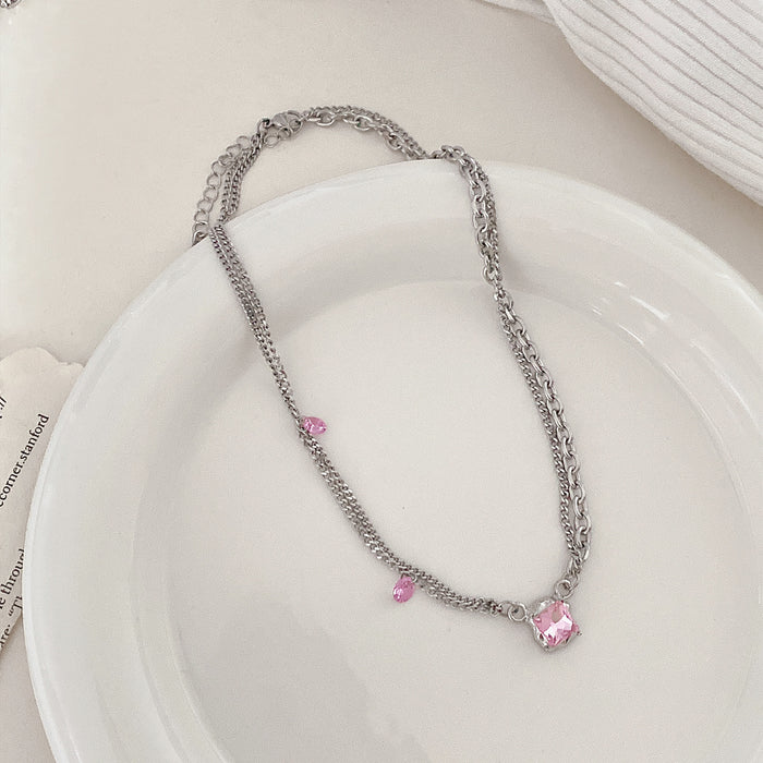 Collar de perlas de amor rosa al por mayor jdc-ne-nais001