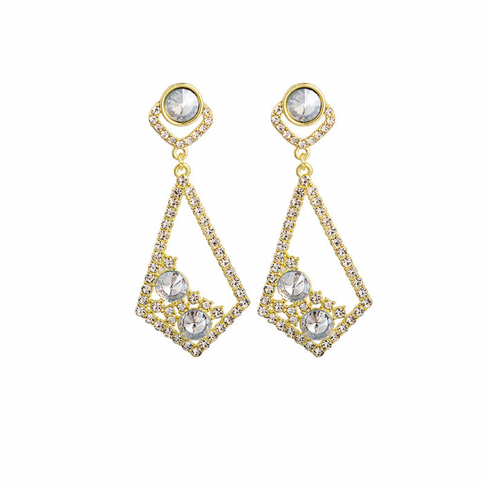 Wholesale silver needle set gemstone literary aesthetic hollow earrings JDC-ES-Mdd030