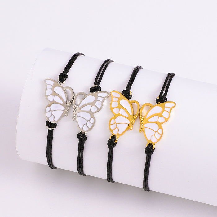 Wholesale Bracelet Alloy Wax Rope Woven Butterfly Pair JDC-BT-D312