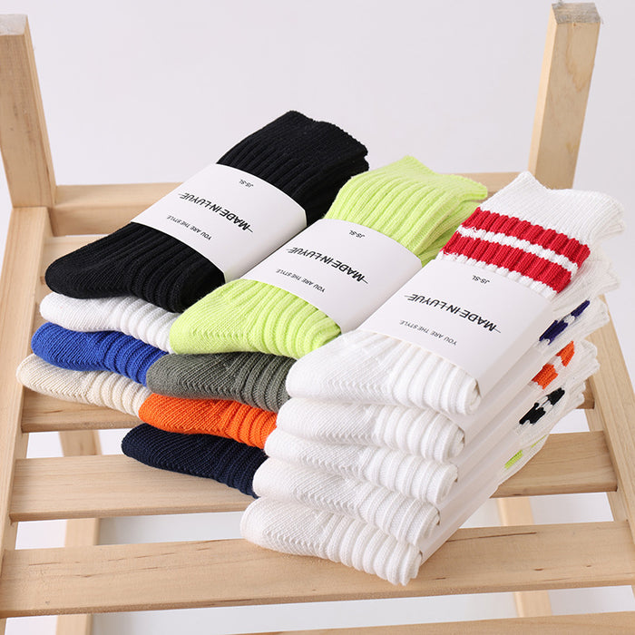 Wholesale Socks Cotton Solid Color Thick Line Tall Socks JDC-SK-LYue001