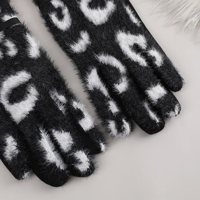 Wholesale Gloves Wool Elegant Cow Pattern Fleece JDC-GS-XTian005