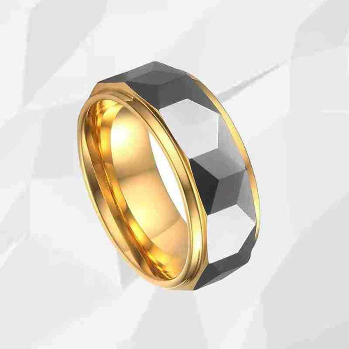 Wholesale Gold Plated Men's Faceted Rings JDC-RS-PREMXF001