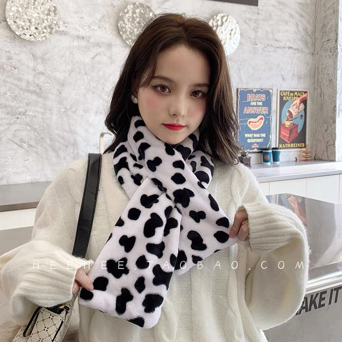 Wholesale Scarf Plush Winter Thickened Warm Cow Spotted JDC-SF-Liangm001