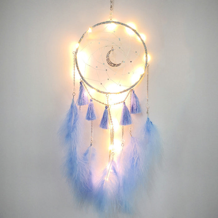 Wholesale Dream Catcher Feather Tassel Moon Pendant Bedroom Ornament MOQ≥2 JDC-DC-MYing043