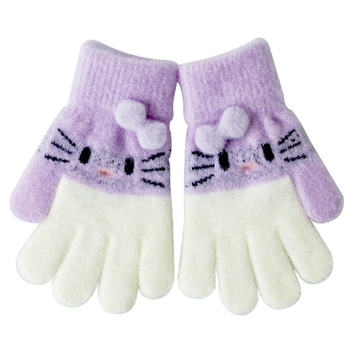Wholesale Gloves Knitted Kids Warm Knitted Gloves Cartoon Cats JDC-GS-HaiL005