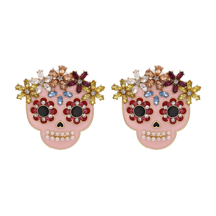 Wholesale Earrings Alloy Halloween Skull Diamond Ear Studs JDC-ES-JJ256