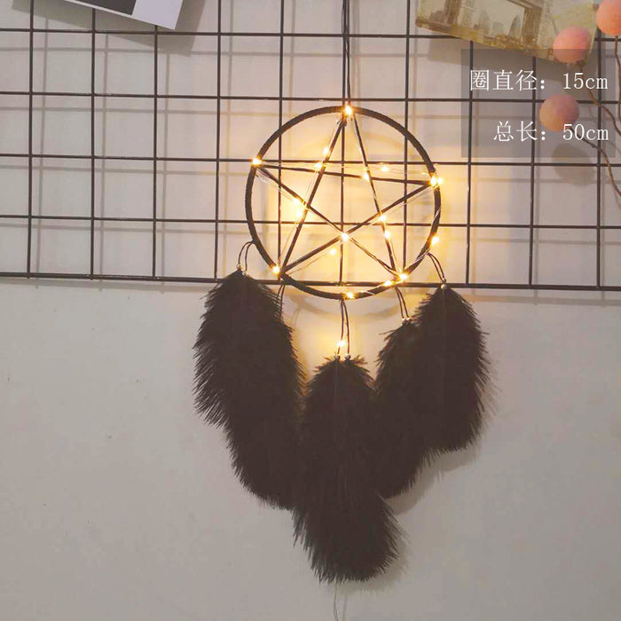 Wholesale Earring Feather Creative Pentagram Pendant MOQ≥2 JDC-DC-ZZ005