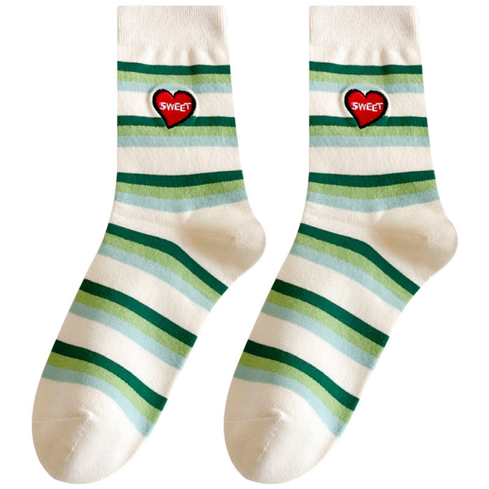 Wholesale green plaid socks women's spring and summer checkerboard socks JDC-SK-CGC004