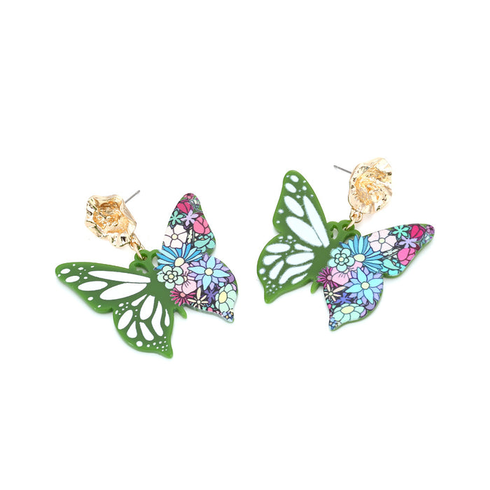 Pendientes de mariposa acrílicos coloridos al por mayor JDC-ES-Many042