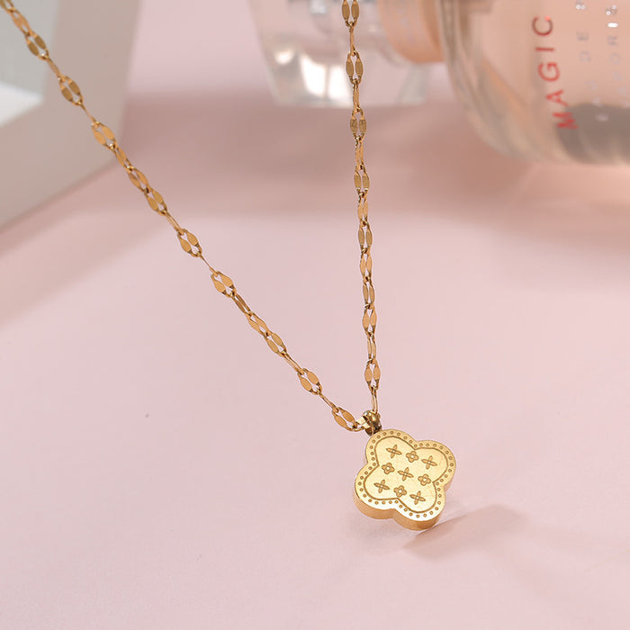 Jewelry WholesaleWholesale non fading simple double-sided printed Clover Necklace (F) JDC-NE-YIB003 Necklaces 伊贝 %variant_option1% %variant_option2% %variant_option3%  Factory Price JoyasDeChina Joyas De China