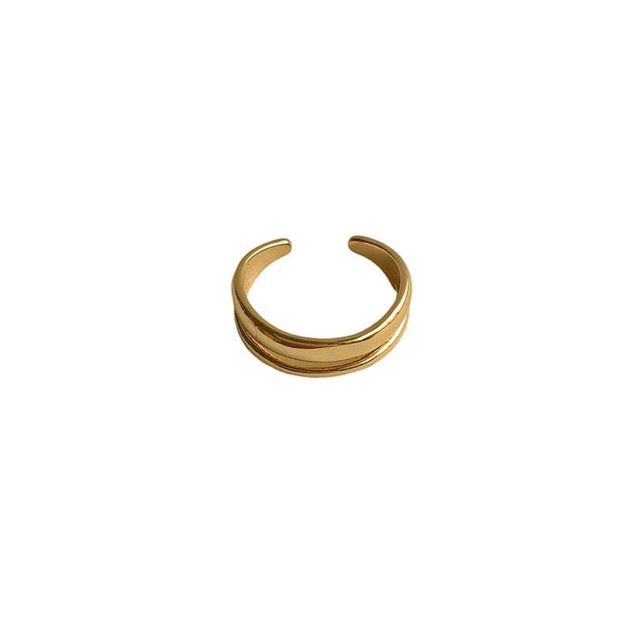 Anillos al por mayor de cobre que no pierden anillos de pigmento ajustable doble línea brillante JDC-RS-Dangk002