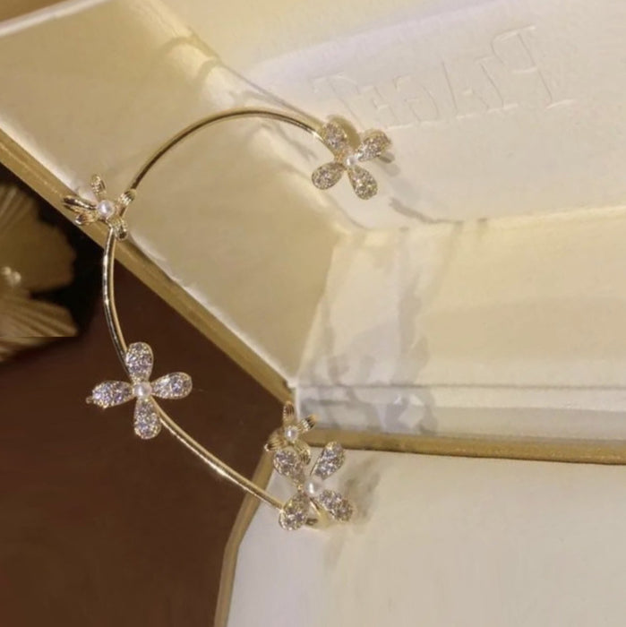 Jewelry WholesaleWholesale pearl flower diamond-encrusted alloy ear clips JDC-ES-ChiH009 Earrings 池豪 %variant_option1% %variant_option2% %variant_option3%  Factory Price JoyasDeChina Joyas De China