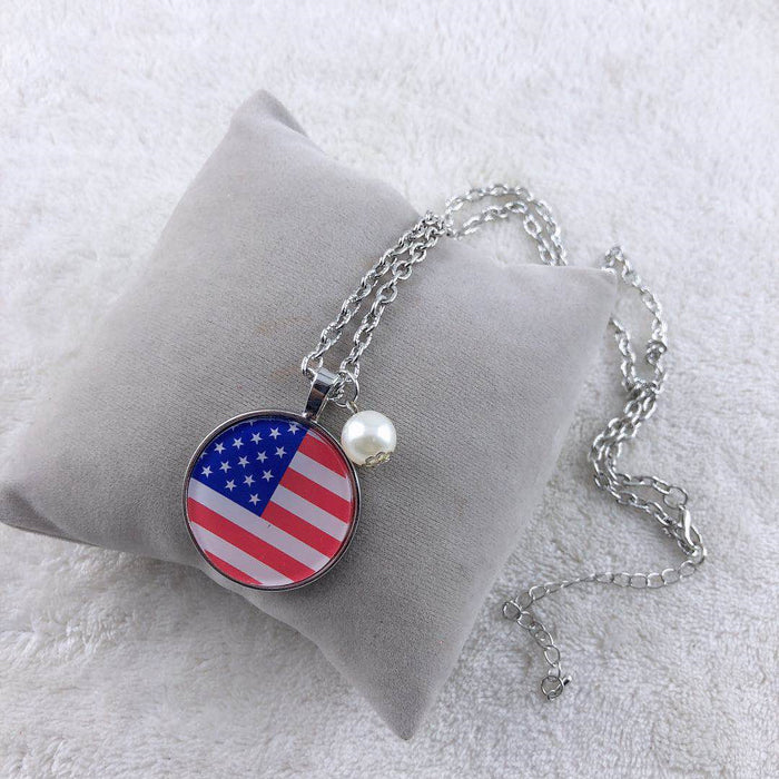 Wholesale 4th of July Independence Day American Flag Alloy Necklace Bracelet Keychain Set MOQ≥2 JDC-BT-ZhiY001
