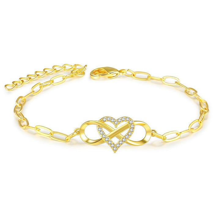 Wholesale Bracelet Copper Zircon Infinity Symbol Heart MOQ≥2 JDC-BT-YunC008