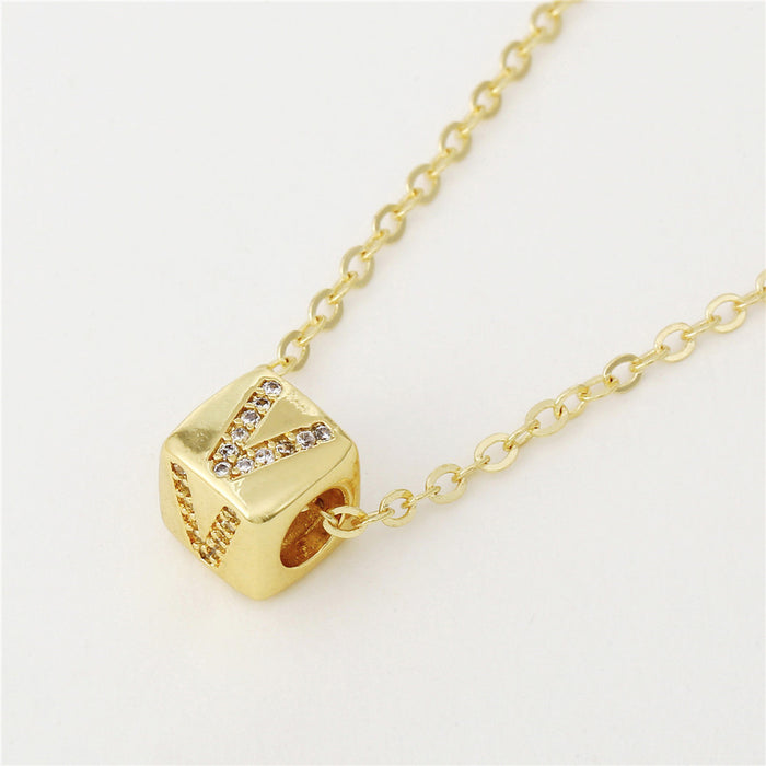 Wholesale 26 Letter Zircon Dice Crystal Necklace JDC-NE-ZhuJ011