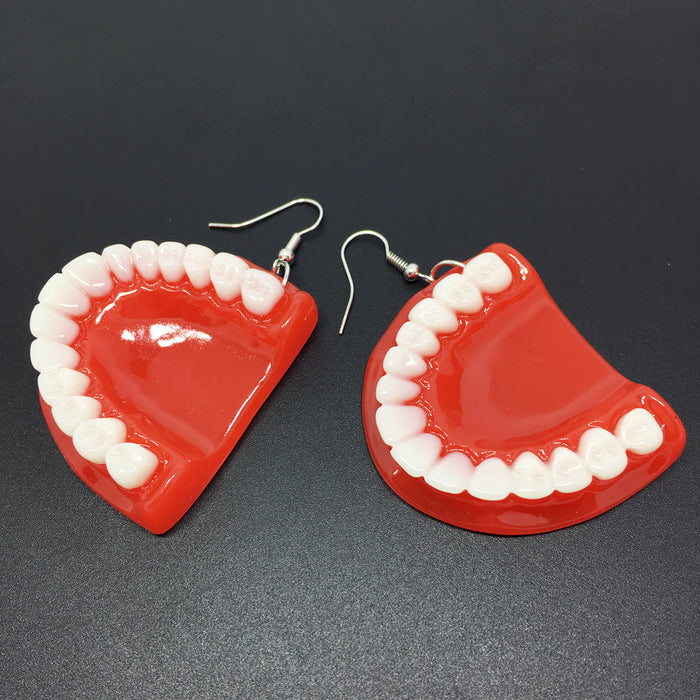 Wholesale Resin Tooth Earrings MOQ≥2 JDC-ES-Caitao004
