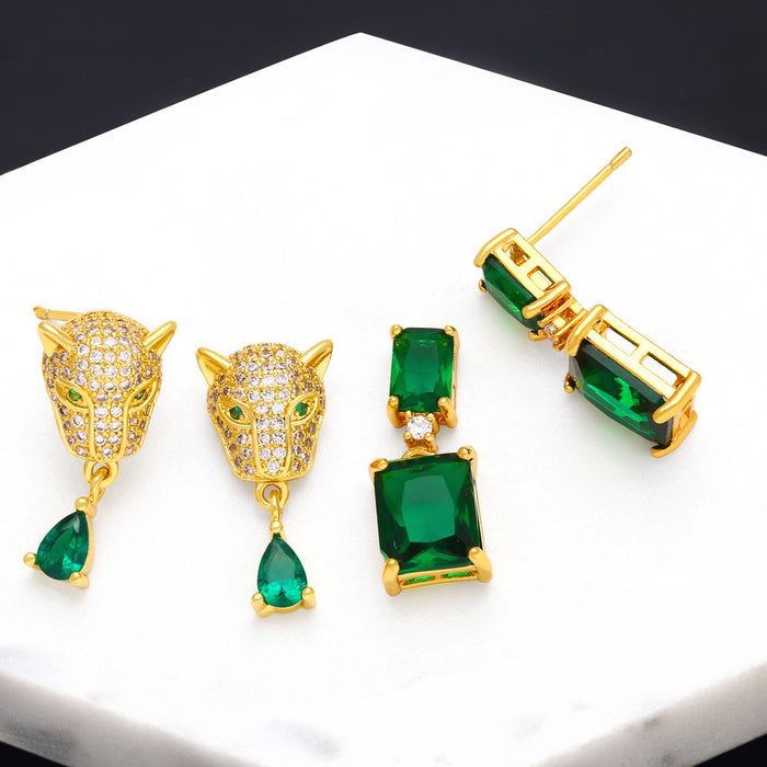 Wholesale Emerald Gemstone Earrings Copper JDC-ES-AS102