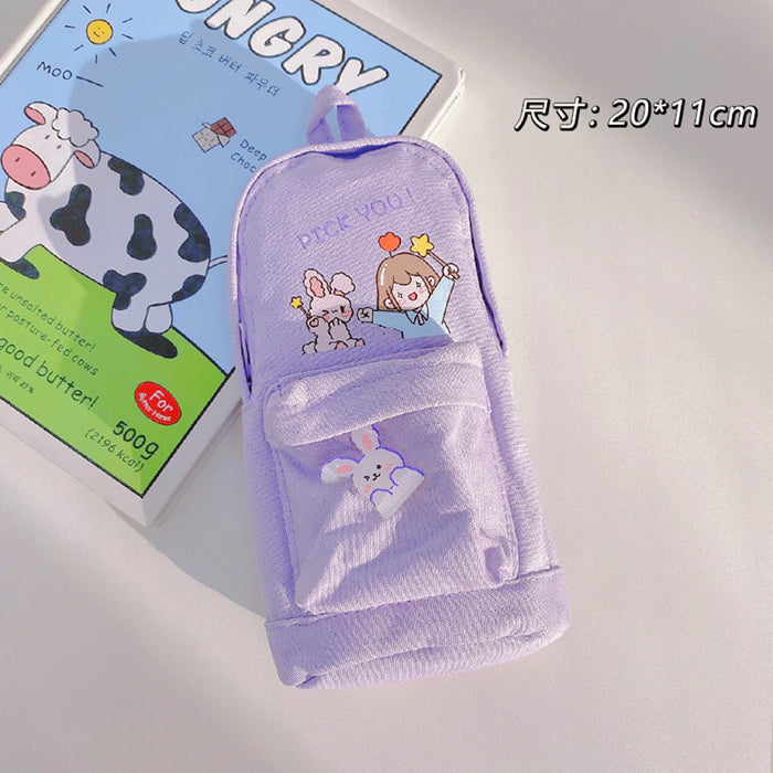 Wholesale Canvas School Bag Shape Pencil Bags MOQ≥2 JDC-PB-Yilan001