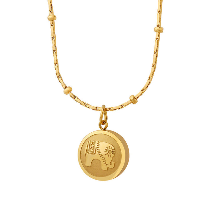Wholesale Baby Elephant Medallion Titanium Steel Necklaces JDC-NE-MiLi011