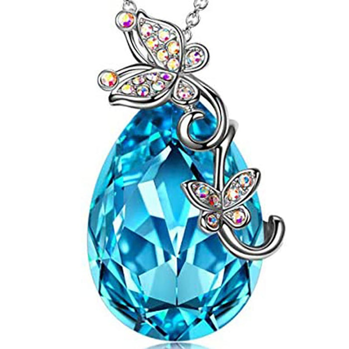 En gros en alliage Butfly Blue Droplettes pendents collier collier moq≥2 jdc-ne-xuno018