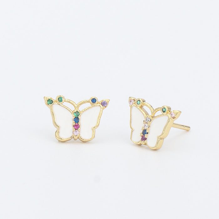 Wholesale Earrings Copper Devil's Eye Oil Butterfly MOQ≥2 JDC-ES-aidun001