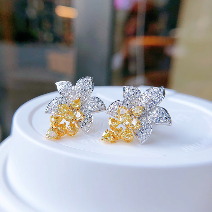 Wholesale Luxury Encrusted Diamond Flower Stud Earrings JDC-ES-JYS016