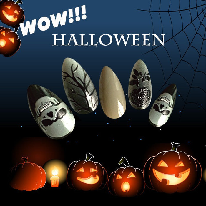 Piezas de uñas al por mayor Halloween Decoraciones de dedo de miedo Una caja de 24 piezas JDC-NS-Anm002