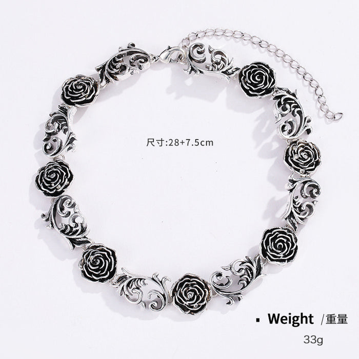 Wholesale Necklaces Alloy Black Romance ROSE Pearl choker MOQ≥2 JDC-NE-KenJ013