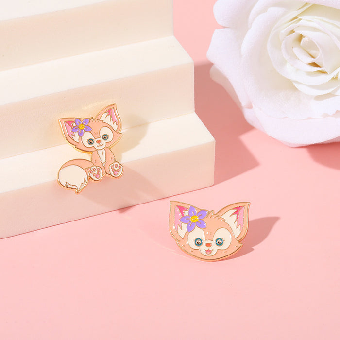 Wholesale mascot cute little pink fox brooche metal JDC-BC-QiH010