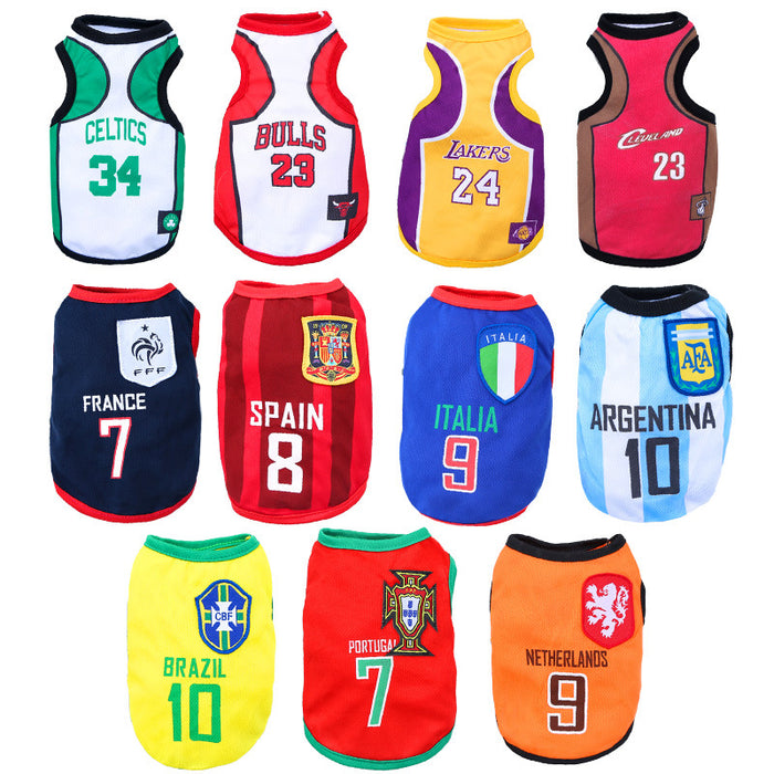 Pet al por mayor Spring Summer Mesh Vest Jerseys de la Copa Mundial JDC-PC-Qimiao003