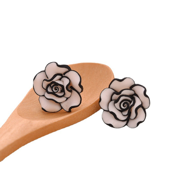 Wholesale Earrings Soft Pottery Multilayer Rose Stud Earrings JDC-ES-MDD046