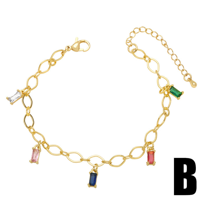 Wholesale Bracelet Copper Plated 18K Gold Zircon Enamel Heart Shaped Pentagram JDC-PREMAS-BT-003