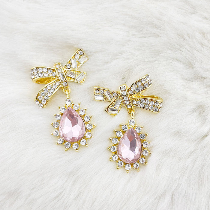 Wholesale Rings Alloy Pink Crystal Jewelry Set Bow JDC-RS-JiaW002