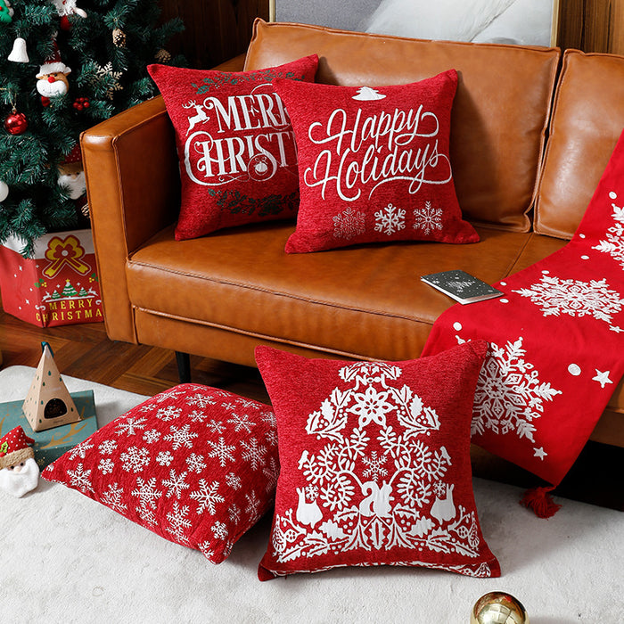 Wholesale Christmas Chenille Jacquard Snowflake Pillowcase JDC-PW-Jucong003