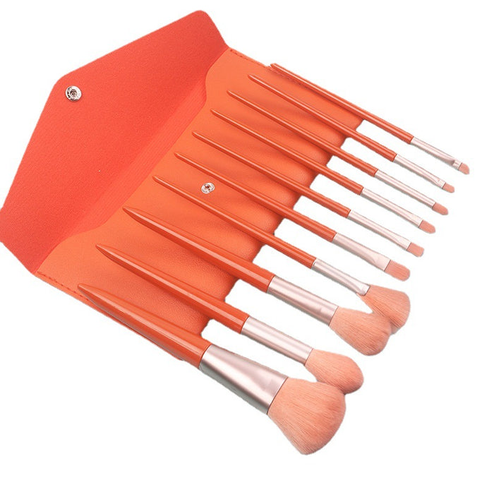 Wholesale soft makeup brushes 10pcs pu pack nylon plastic handle JDC-MB-YiM002