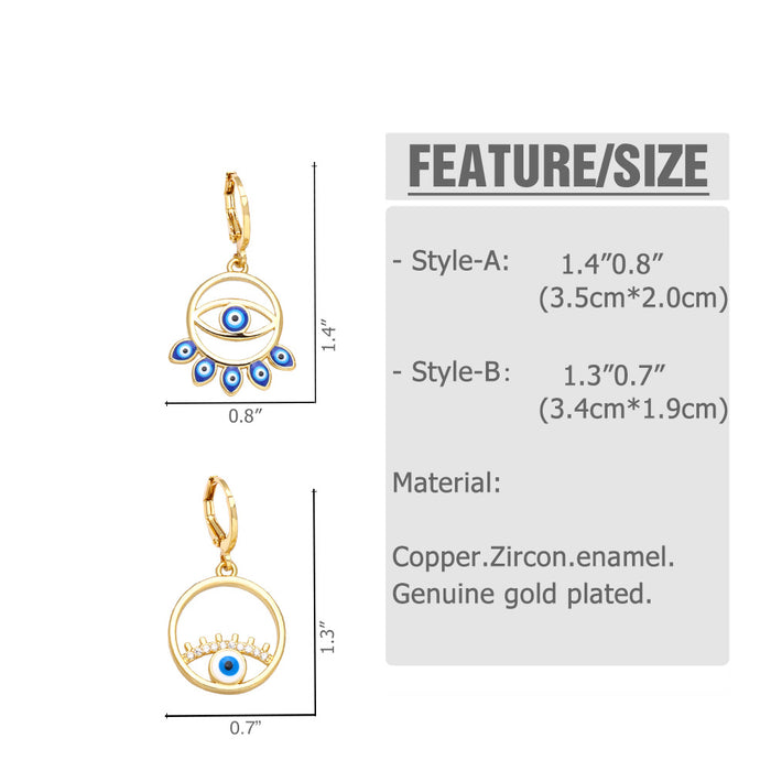 Wholesale Earrings Copper Plated 18K Gold Zircon Enamel Devil's Eye JDC-PREMAS-ES-001