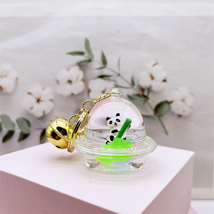Wholesale Keychains Acrylic Oil Floating Luminous Panda MOQ≥2 JDC-KC-DMF032