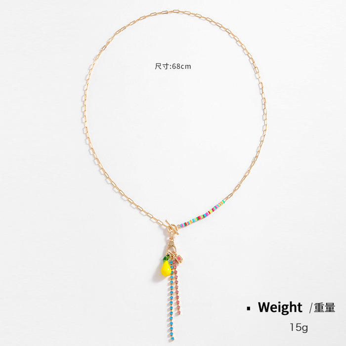 Wholesale Necklace Alloy Beads with Soft Pottery Glass MOQ≥2 JDC-NE-Kenjie009